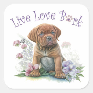 Sticker Carré Maman Mastiff Fleurie