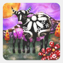 Maman vache et bébé abstrait fantaisiste Funky Far