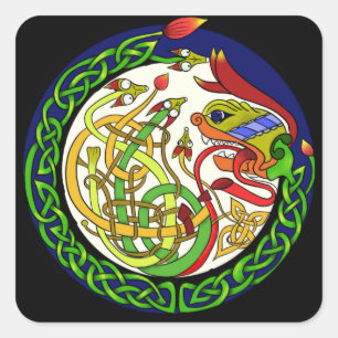 Sticker Carré Mandala celtique de dragon de noeud