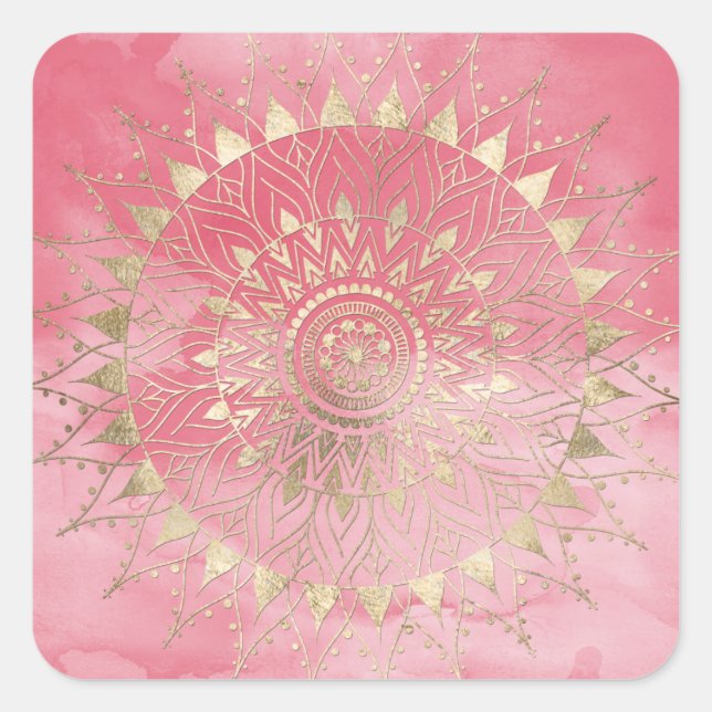 Sticker Carré Mandala d'or moderne (Devant)