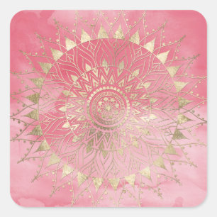 Sticker Carré Mandala en or moderne