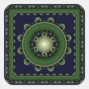 Sticker Carré Mandala harmonique verte