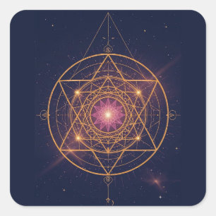 Sticker Carré Mandala Lumineux de l'Harmonie Dorée