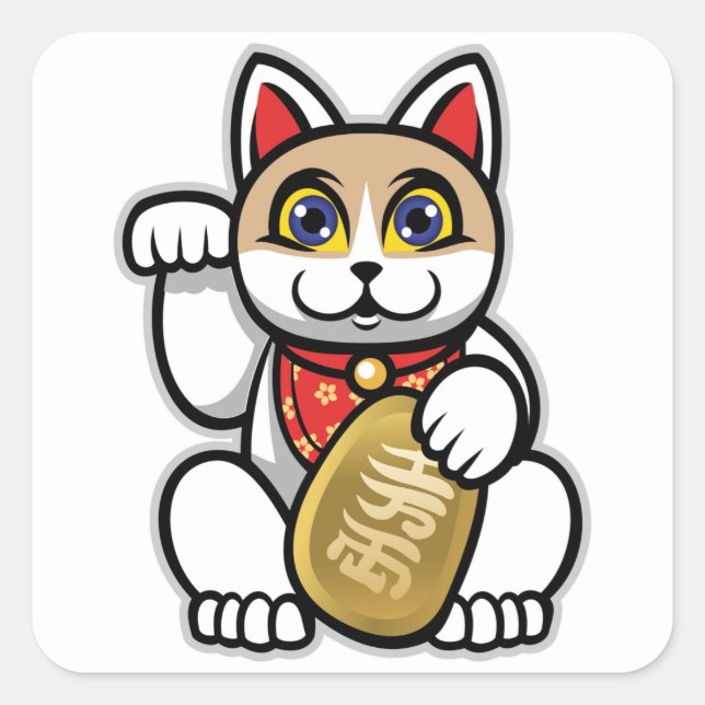 Sticker Carré Maneki Neko (Devant)