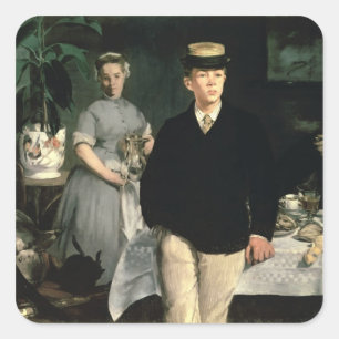 Sticker Carré Manet Déjeuner au Studio, 1868