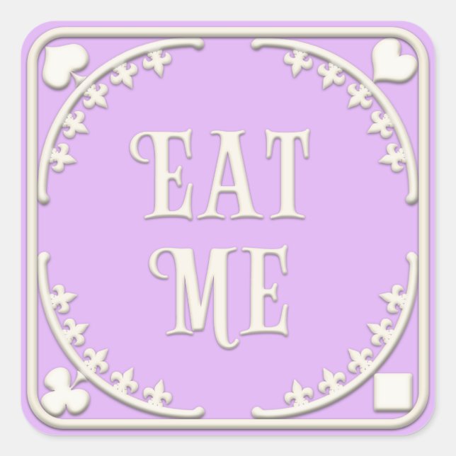 Sticker Carré "Mange-moi" Wonderland Tea Party Charming Purple (Devant)