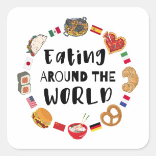 Sticker Carré Manger dans le monde entier