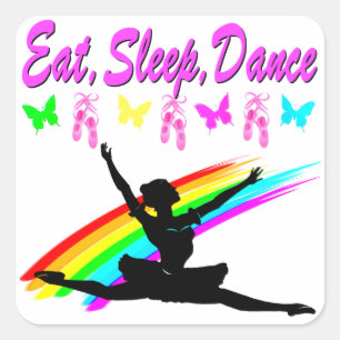 STICKER CARRÉ MANGER, DORMIR, DANSE BALLERINA DESIGN