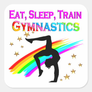 STICKER CARRÉ MANGER, DORMIR, TRAIN GYMNASTICS PERSONNALISÉS