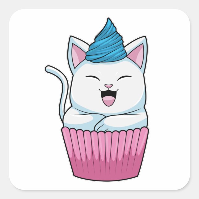 Sticker Carré Manger du muffin (Devant)