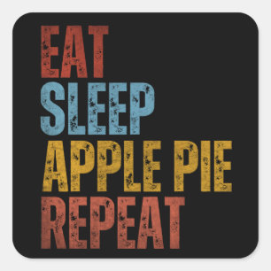 STICKER CARRÉ MANGER SOMMEIL POMME PIE RÉPÉTER