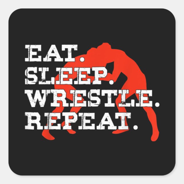 Sticker Carré Mangez la lutte du sommeil Répétez la lutte amusan (Devant)