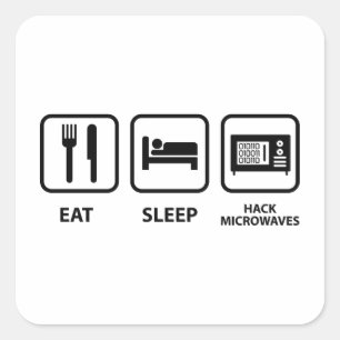 Sticker Carré Mangez les micro-ondes d'entaille de sommeil