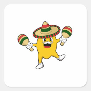Sticker Carré Mango comme musicien avec Maraca