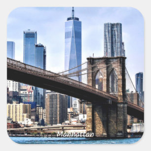 Sticker Carré Manhattan, photo de la ville avec gratte-ciel