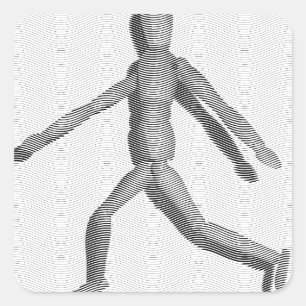 Sticker Carré Mannequin humain en bois