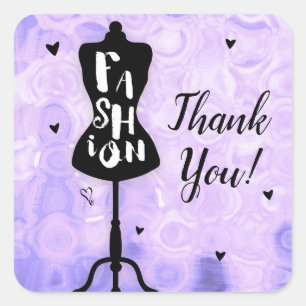 Sticker Carré Mannequin Vintage Rétro Violet FASHION Cadeau de F