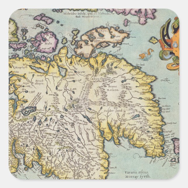 Sticker Carré Map of Scotland | Écosse militaire (Devant)