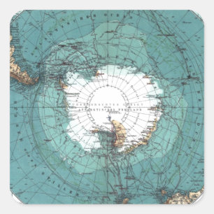 Sticker Carré Map of the South Pole