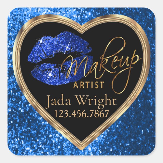 Sticker Carré Maquillage Artiste Parties scintillant Bleue Aimer (Devant)