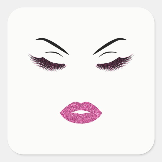 Sticker Carré Maquillage avec effet parties scintillant (Devant)