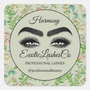 Sticker Carré Maquillage Eyelash Nettoyant SPA Floral Mint Green
