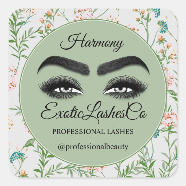 Sticker Carré Maquillage Eyelash Nettoyeur d'emballage Floral MI (Devant)
