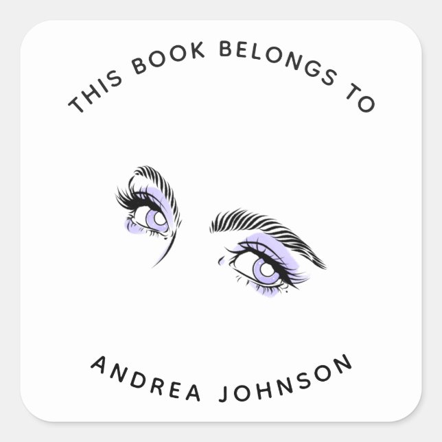 Sticker Carré Maquillage violet joli yeux Girly Beauty Plaque (Devant)