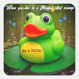 Sticker Carré Marais de grenouille canard