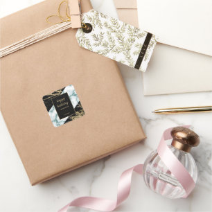 Sticker Carré Marbre blanc or Paint Paint Texture Anniversaire