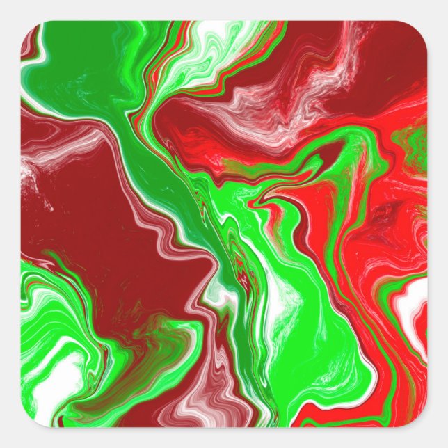 Sticker Carré Marbre de Noël rouge et vert (Devant)