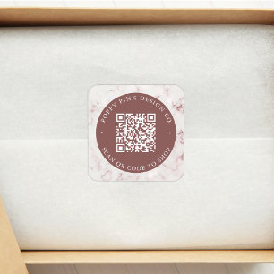 Sticker Carré Marbre moderne élégant personnalisé QR Code Boutiq