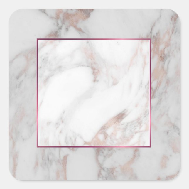 Sticker Carré Marbre Rose Gold Élégant Modèle Vierge Tendance (Devant)