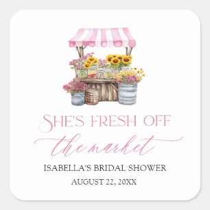 Sticker Carré Marché de producteurs Frais Mariage Shower