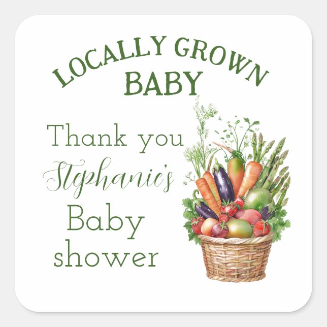 Sticker Carré Marché fermier de Baby Shower Local (Devant)