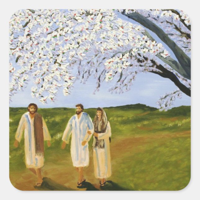 Sticker Carré Marcher Avec Jésus (Devant)