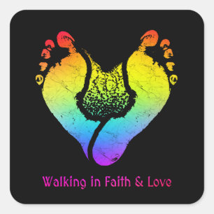 Sticker Carré Marcher dans la foi et l'amour Design chrétien