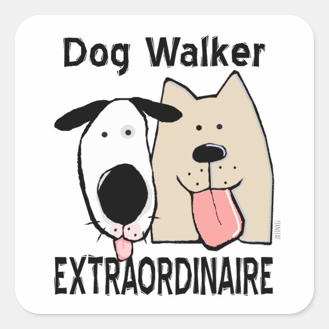 Sticker Carré Marcheur de chien extraordinaire (Devant)