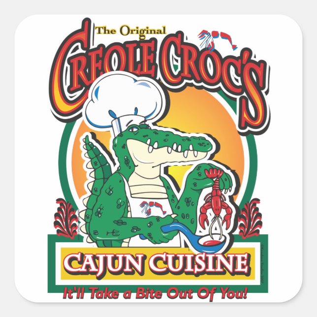 Sticker Carré Mardi gras Cajun Crocodile (Devant)