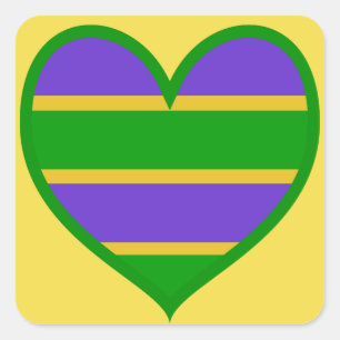 Sticker Carré Mardi Gras Coeur rayé