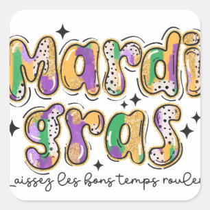 Sticker Carré Mardi Gras Laissez Les Bons Temps Rouler