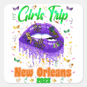 Sticker Carré Mardi Gras New Orleans Girl Trip