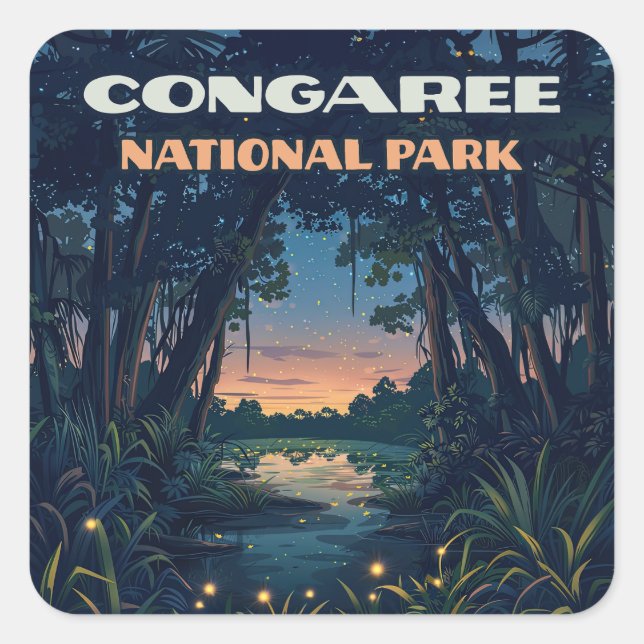Sticker Carré Marécage du parc national de Congaree Caroline du  (Devant)