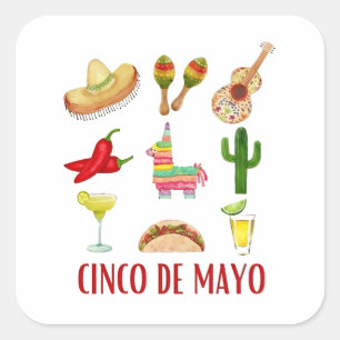 Sticker Carré Margarita Et Bow Coquette Cinco De Mayo