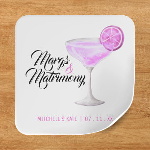 Sticker Carré Marges et mariage rose Margarita Fête des mariées