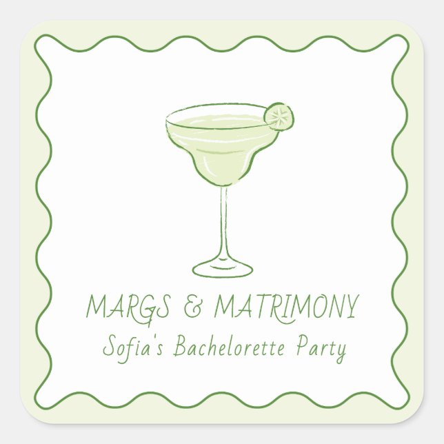 Sticker Carré "Margs & Matrimony" Célibataire au Citron Mini Teq (Devant)