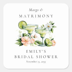 Sticker Carré Margs & Matrimony Floral Bridal Shower