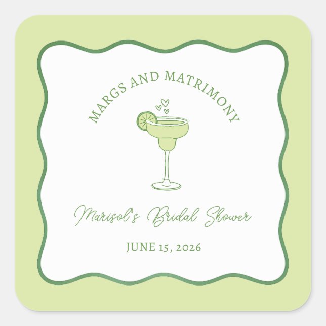 Sticker Carré "Margs & Matrimony" Lime Margarita Enterrement de  (Devant)