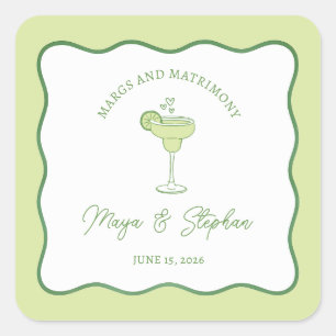 Sticker Carré "Margs & Matrimony" Margarita Simple au Citron Ver