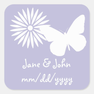 Sticker Carré Marguerites et papillons dans l'autocollant de